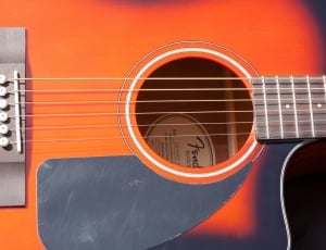 Guitar, Soundbox, Corpus, Wood, orange color, no people thumbnail
