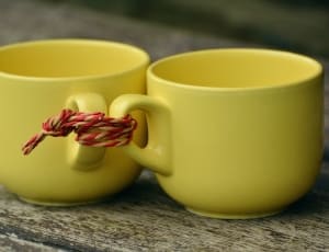2 yellow ceramic teacup thumbnail