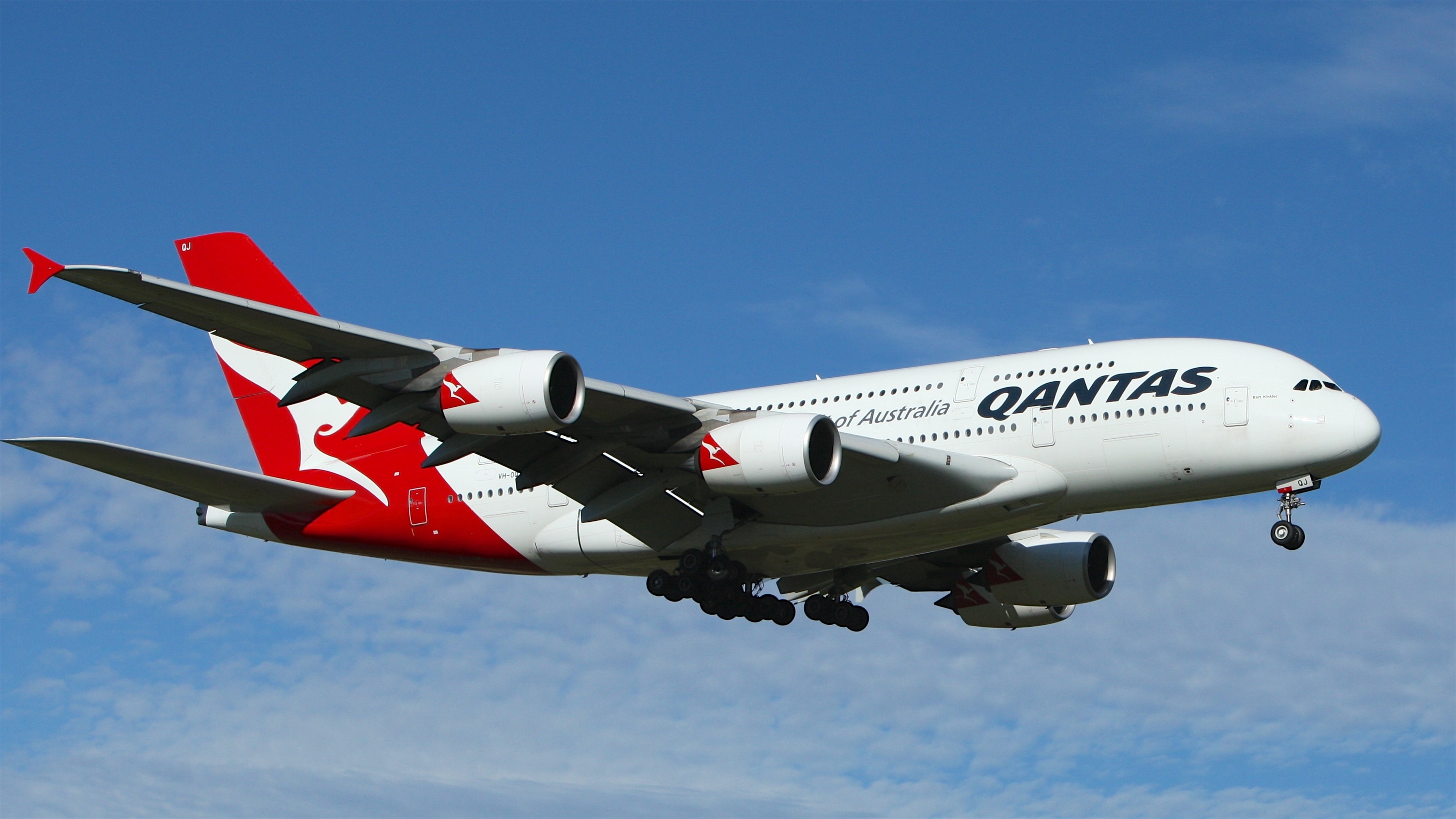 qantas white and red airplane