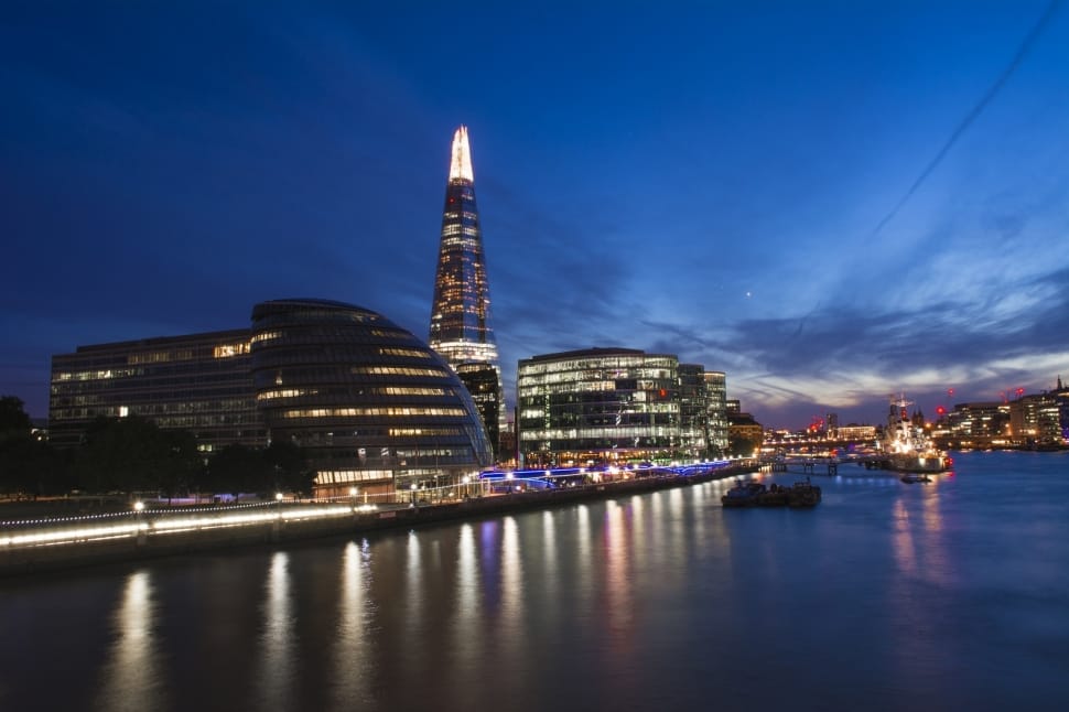 Sunset, Urban, River, City, London, night, illuminated preview