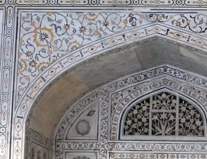 white black and beige scroll tiled arch thumbnail