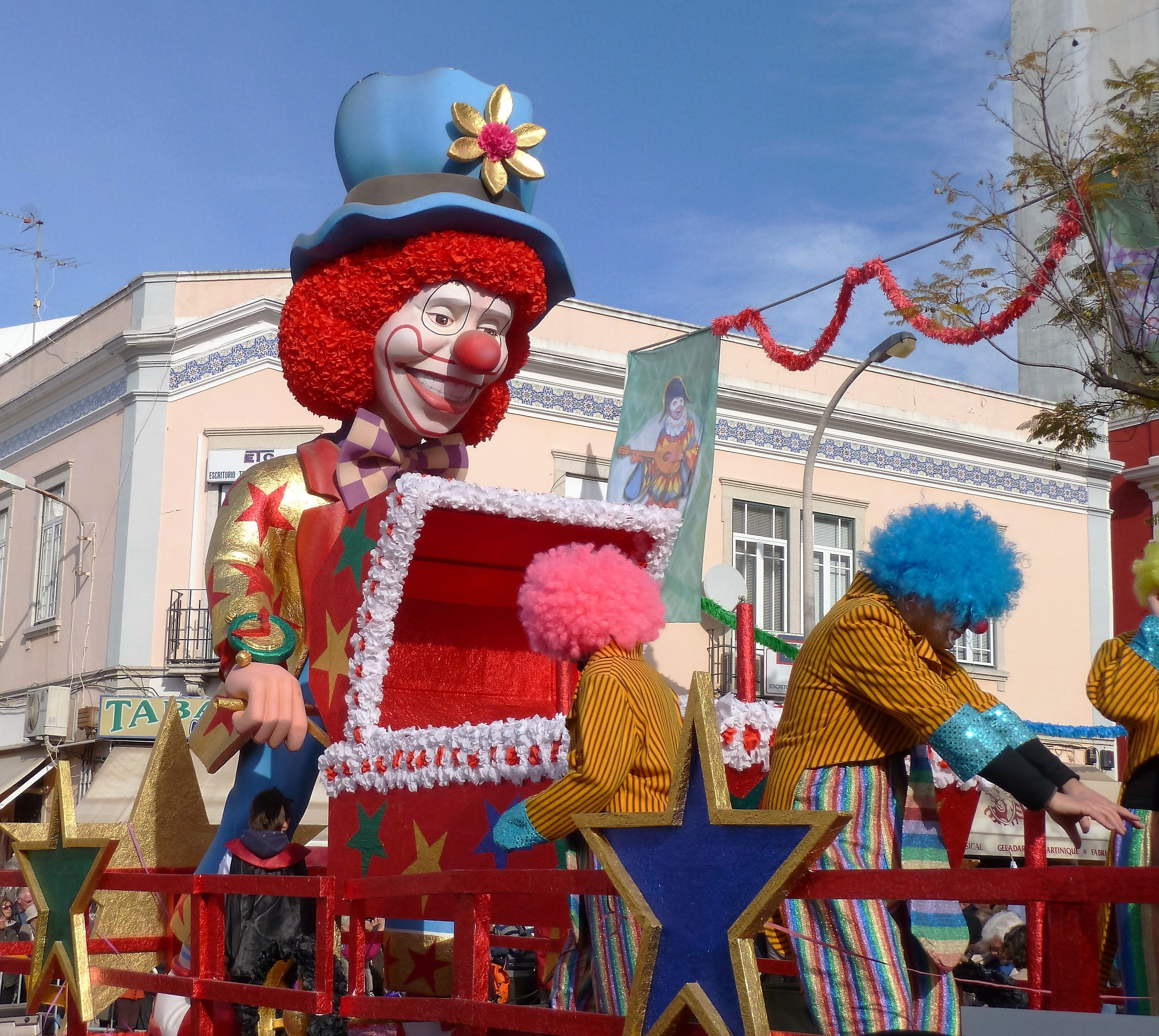 red brown and white clown giant standee