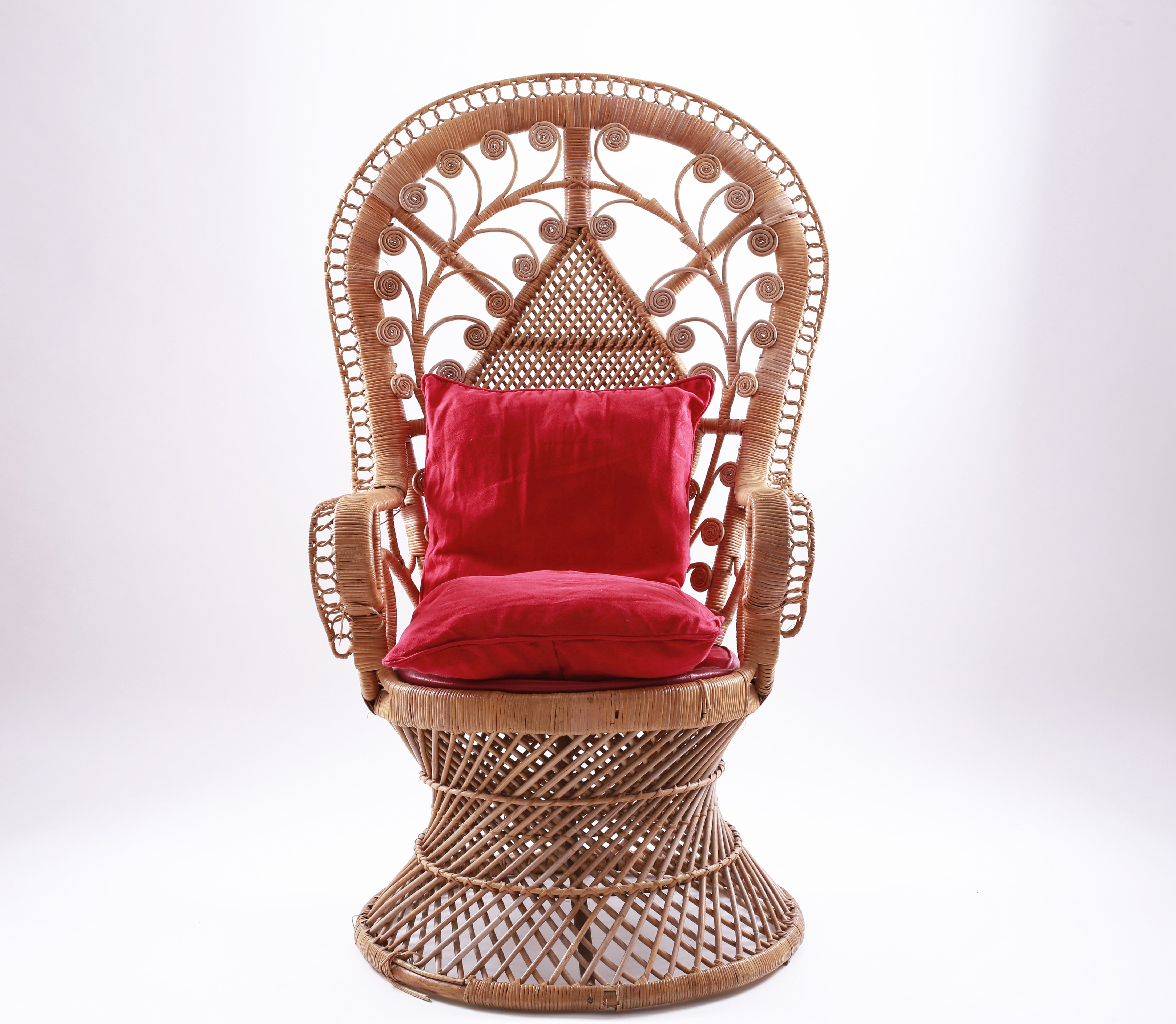 brown woven armchair