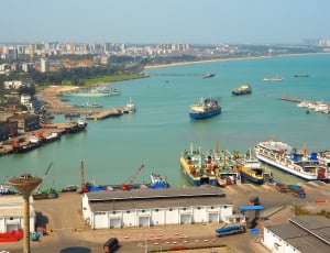 China, Port, Haikou, Harbor, Water, nautical vessel, high angle view thumbnail