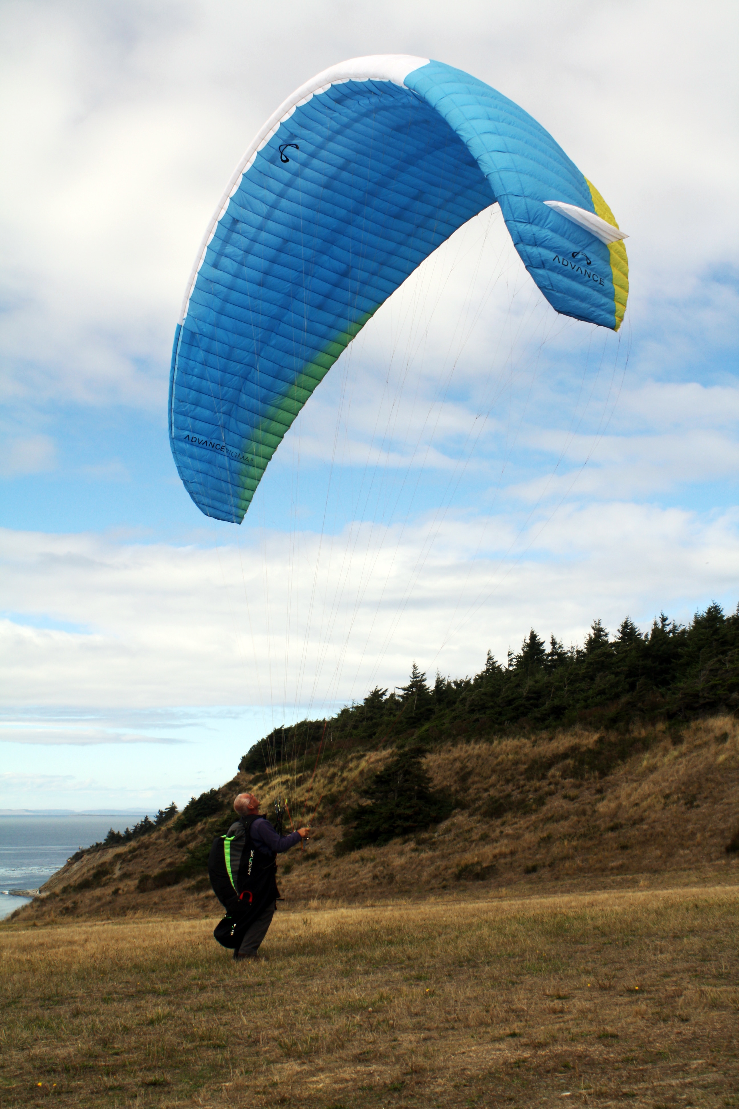 blue and green parachute