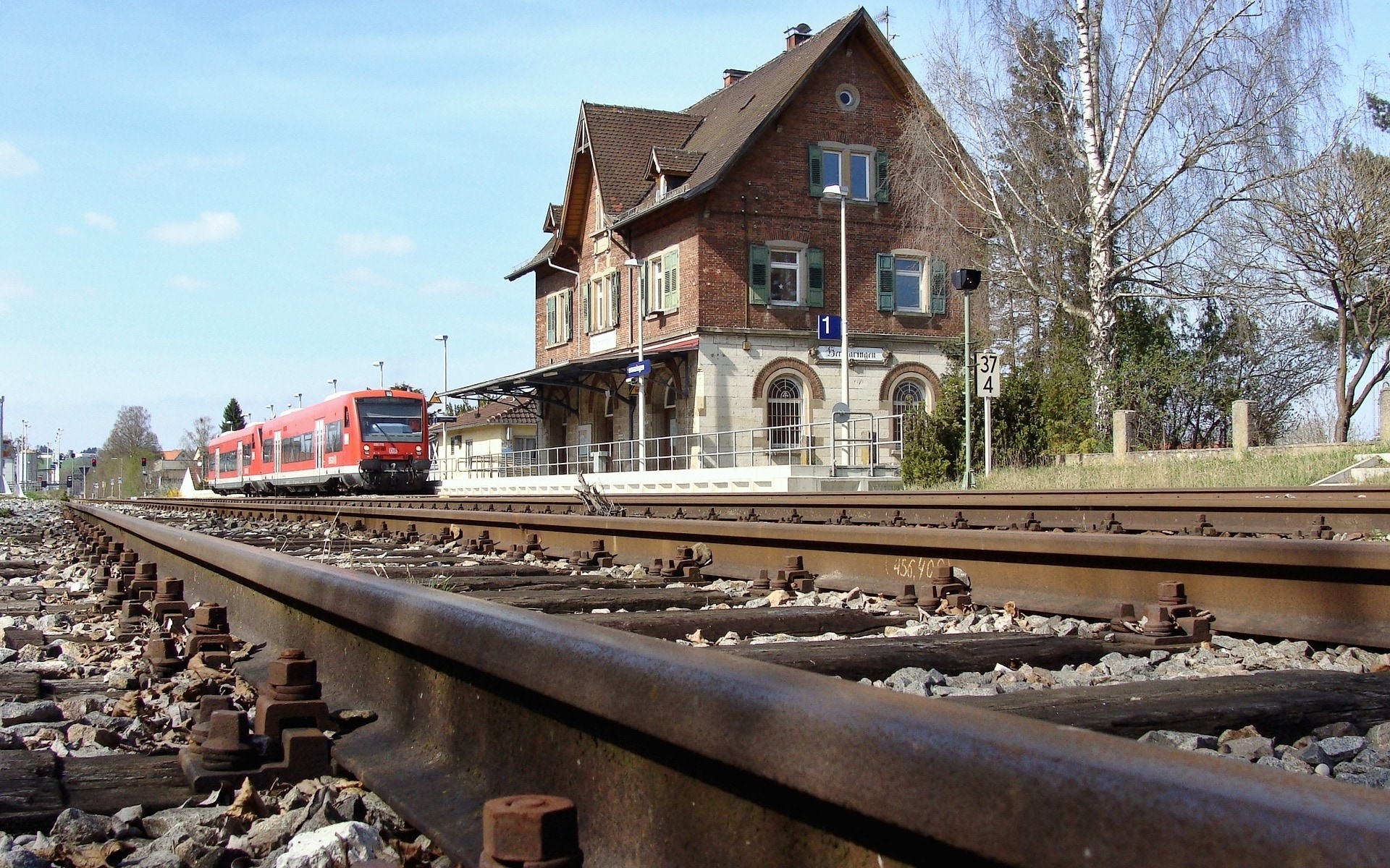 Railway Station, Hermaringen, With, railroad track, rail transportation