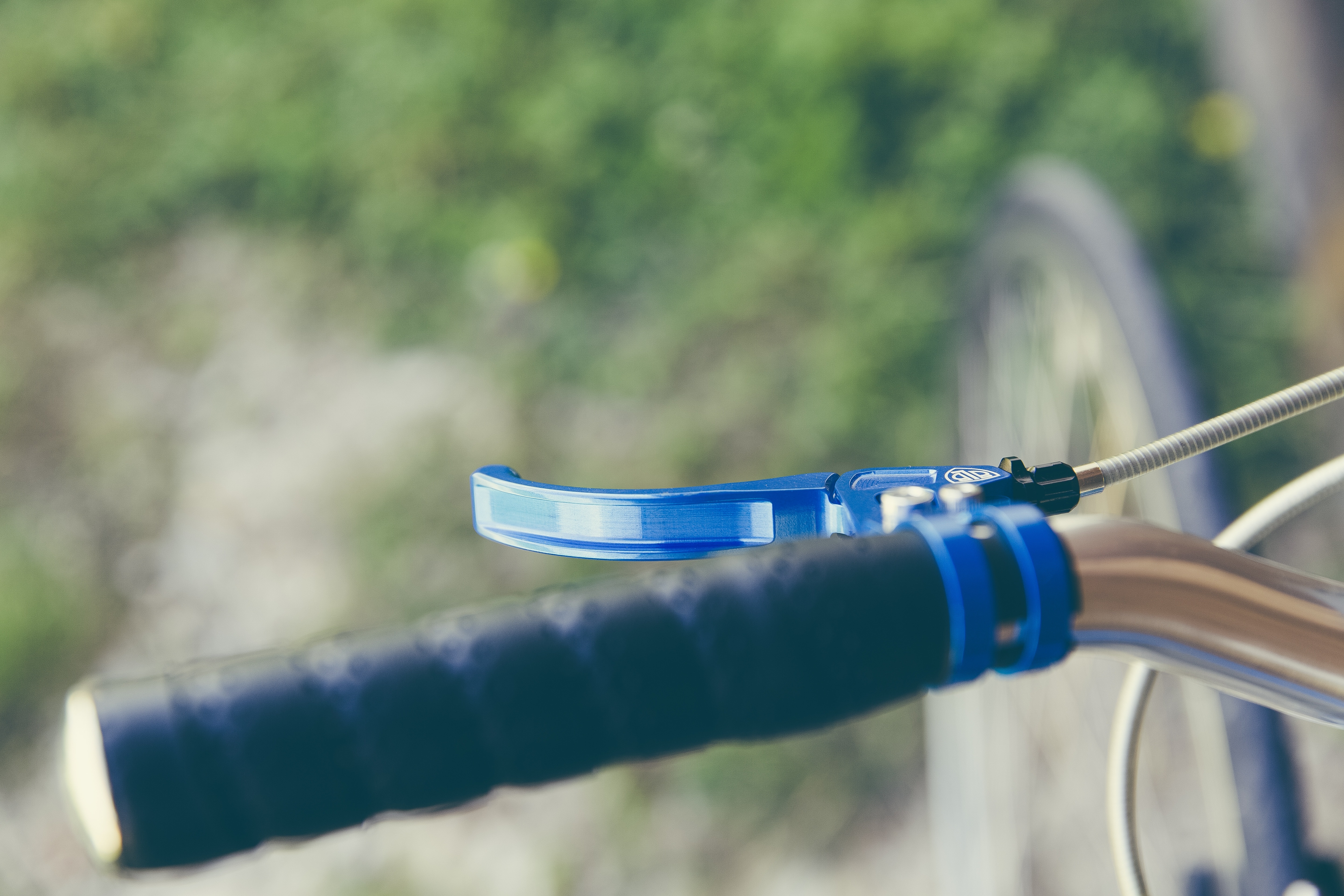 blue bike brake handle