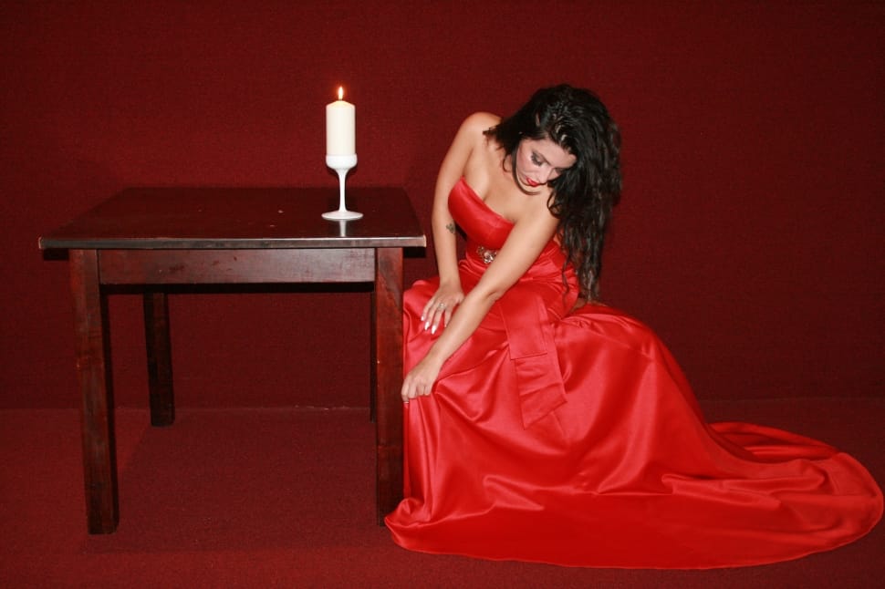 Dress, Lady In Red, Girl, Red, Table, red, dress preview