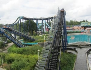 black and gray roller coaster rails thumbnail