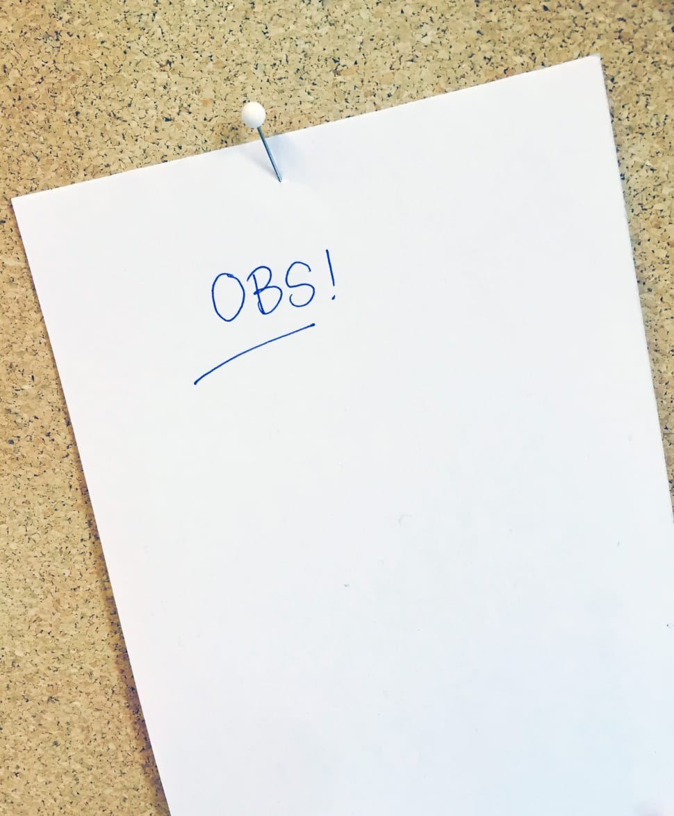white paper with OBS! hand writing preview