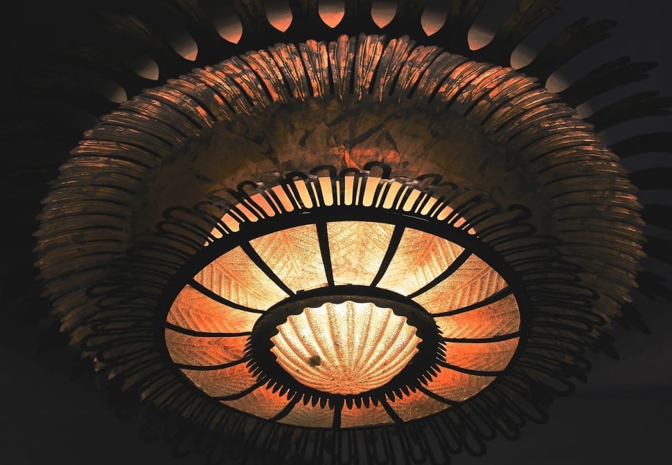 black metal frame glass ceiling lamp preview