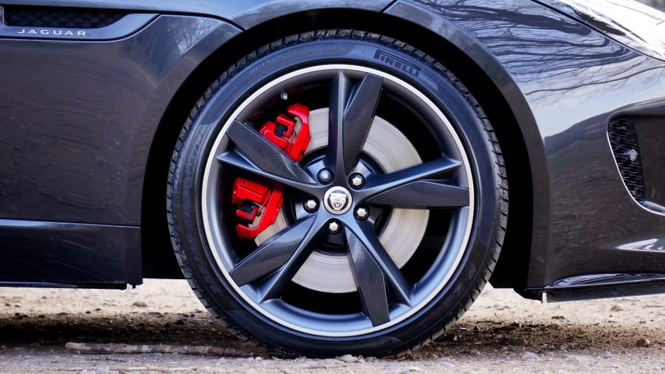 black steel 5 spoke auto wheel with tire preview