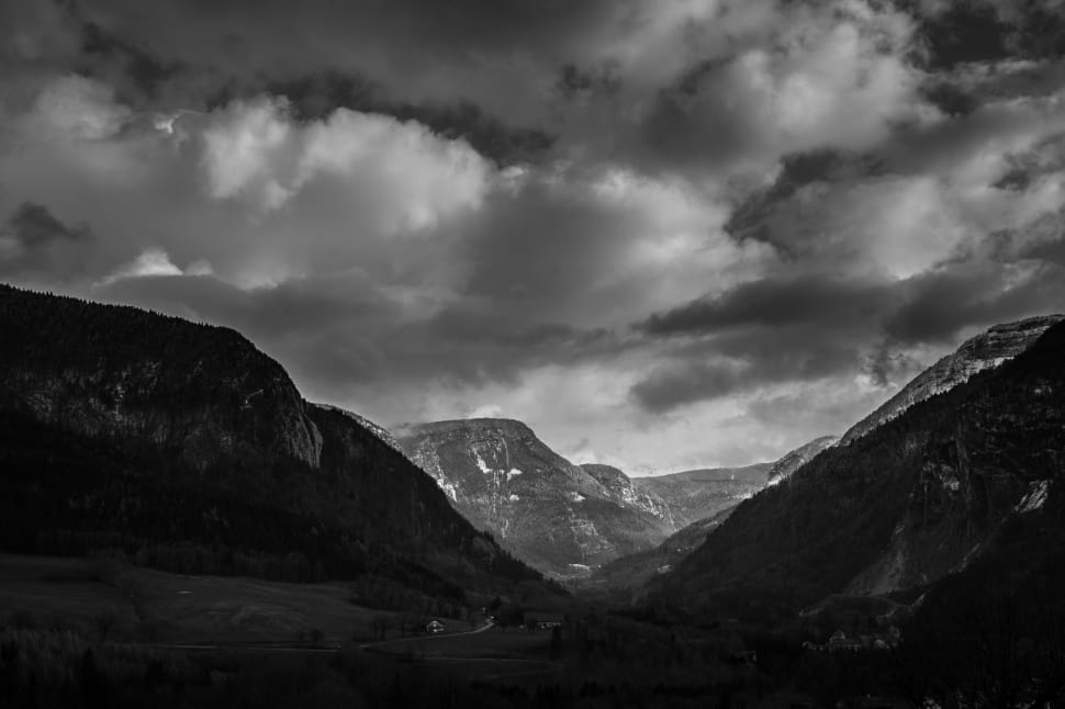 greyscale photo of mountain preview