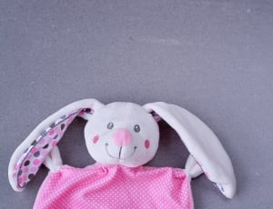 white and pink rabbit plush toy thumbnail