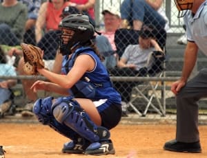 women's blue baseball catcher set thumbnail