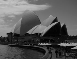 grayscale photography of australia opera house thumbnail