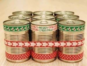 Bank, Christmas, Gift, Canned, stack, studio shot thumbnail
