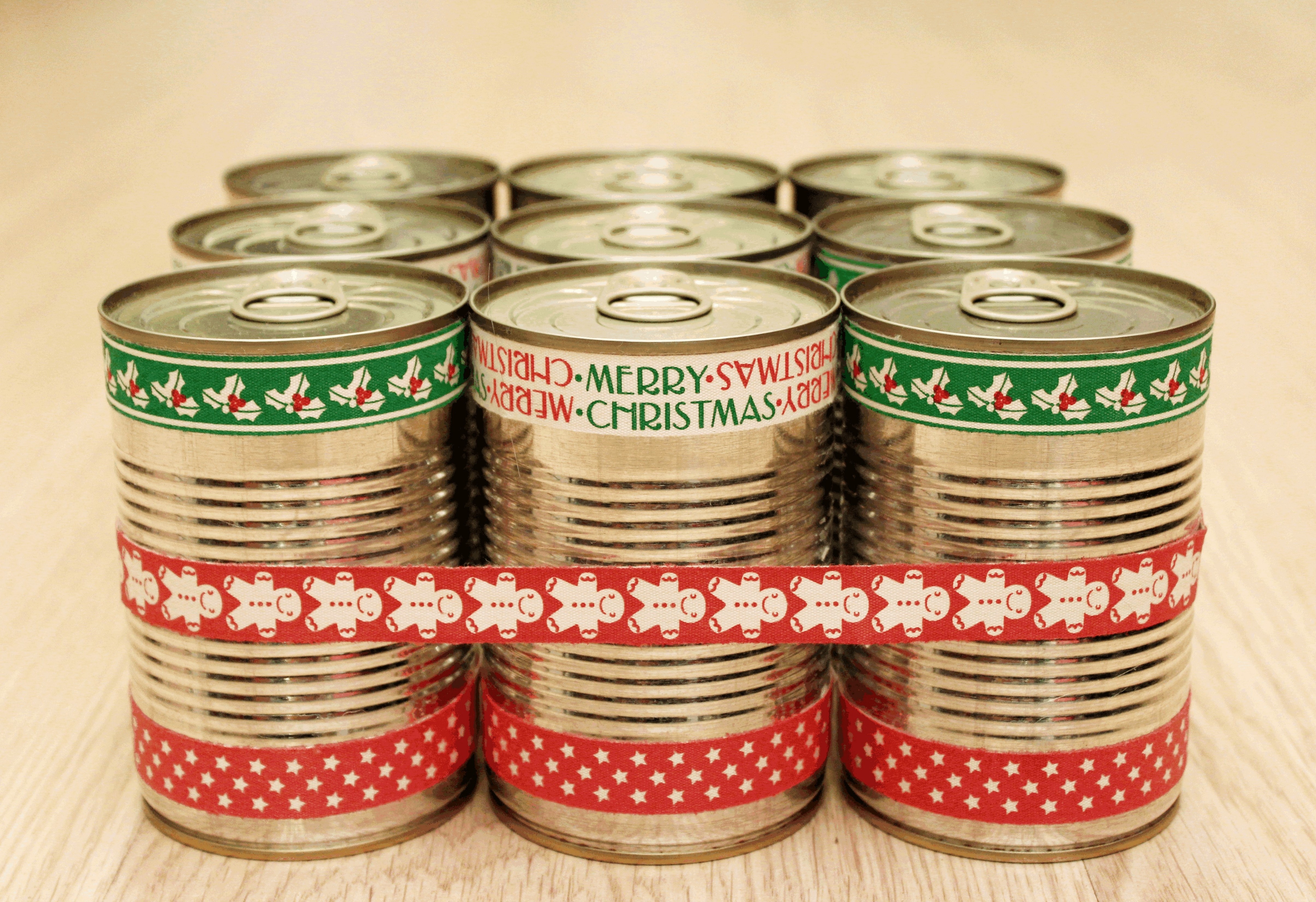 Bank, Christmas, Gift, Canned, stack, studio shot