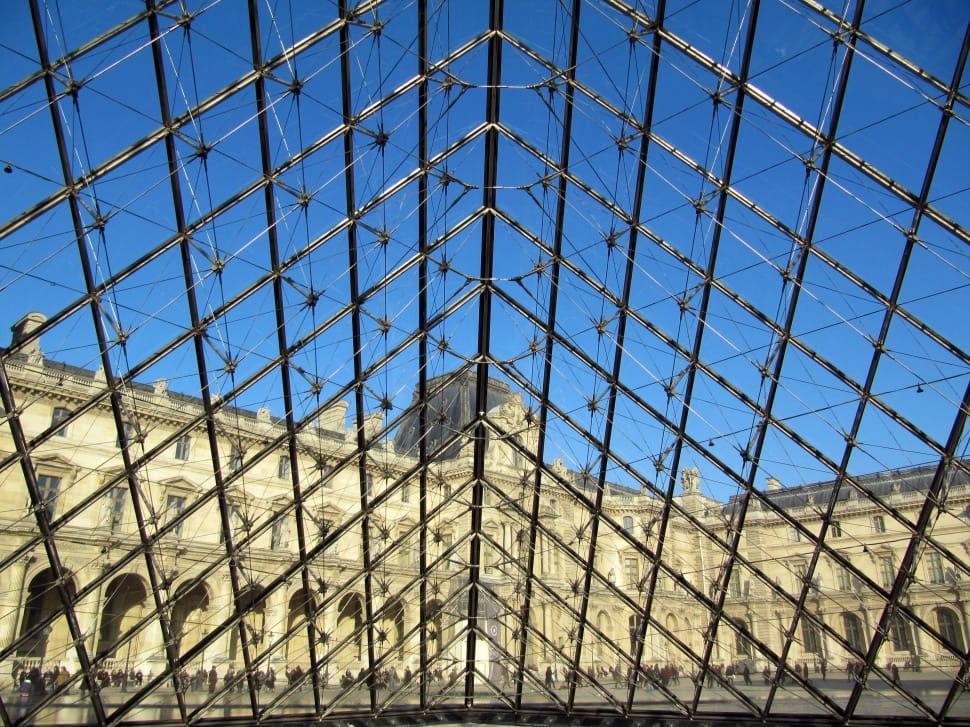 Louvre, Pyramid, Paris, Museum, France, blue, built structure preview