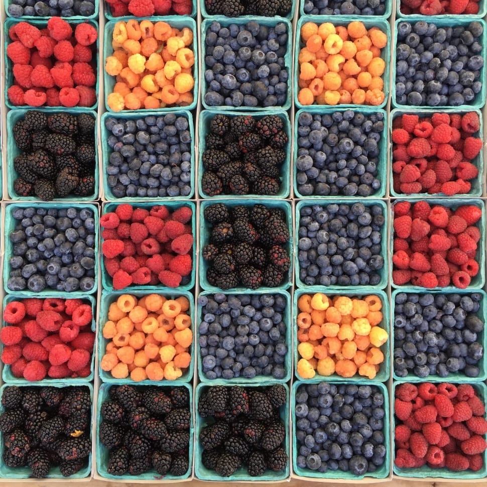 variety of berries on organizer rack preview