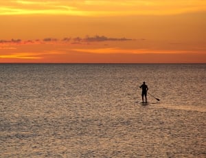 man riding surfboard during golden hour thumbnail