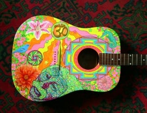 Guitar, Hippie, Acoustic Guitar, Painted, music, musical instrument thumbnail