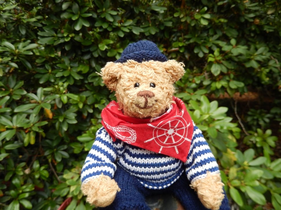 brown bear wearing stripe sweater plush toy preview