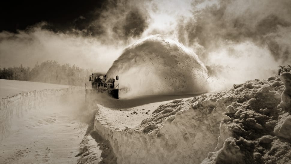 grey scale photo of snowblower preview