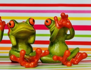Not Hear, Frogs, Do Not Speak, Not See, red, green color thumbnail