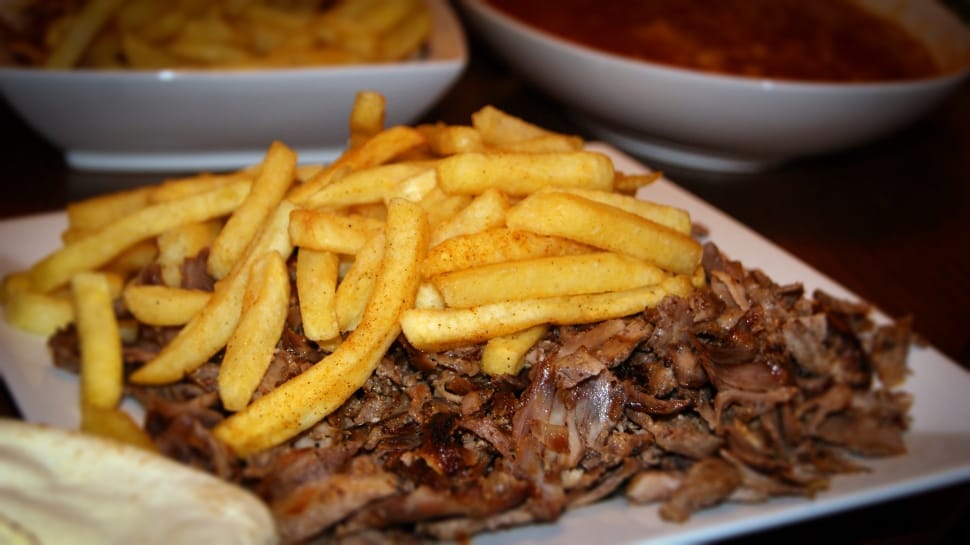 grilled meat with french fries preview