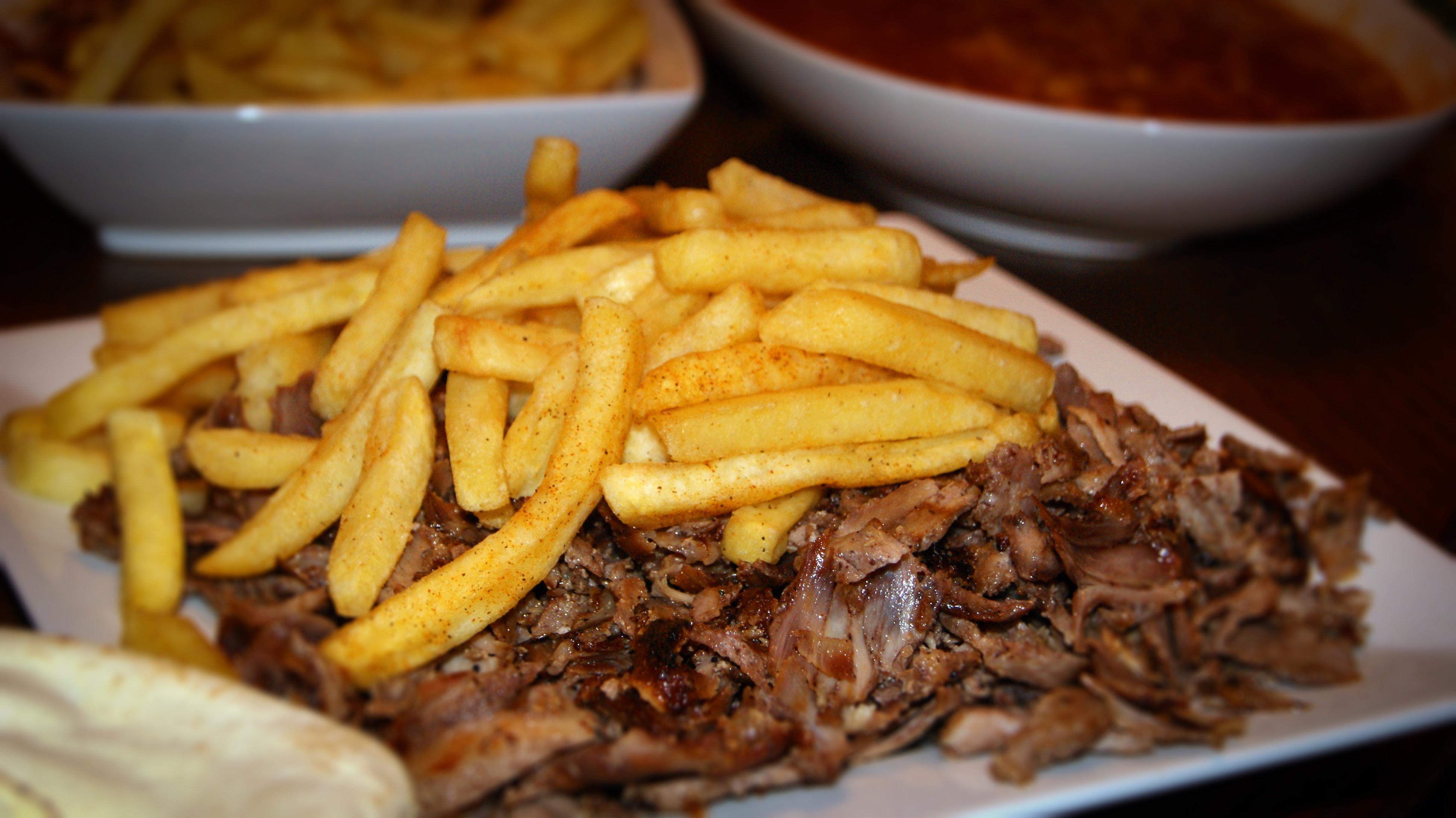 grilled meat with french fries