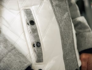 white and gray quilted jacket thumbnail