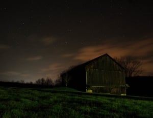 brown wooden house photo taken during nighttime thumbnail