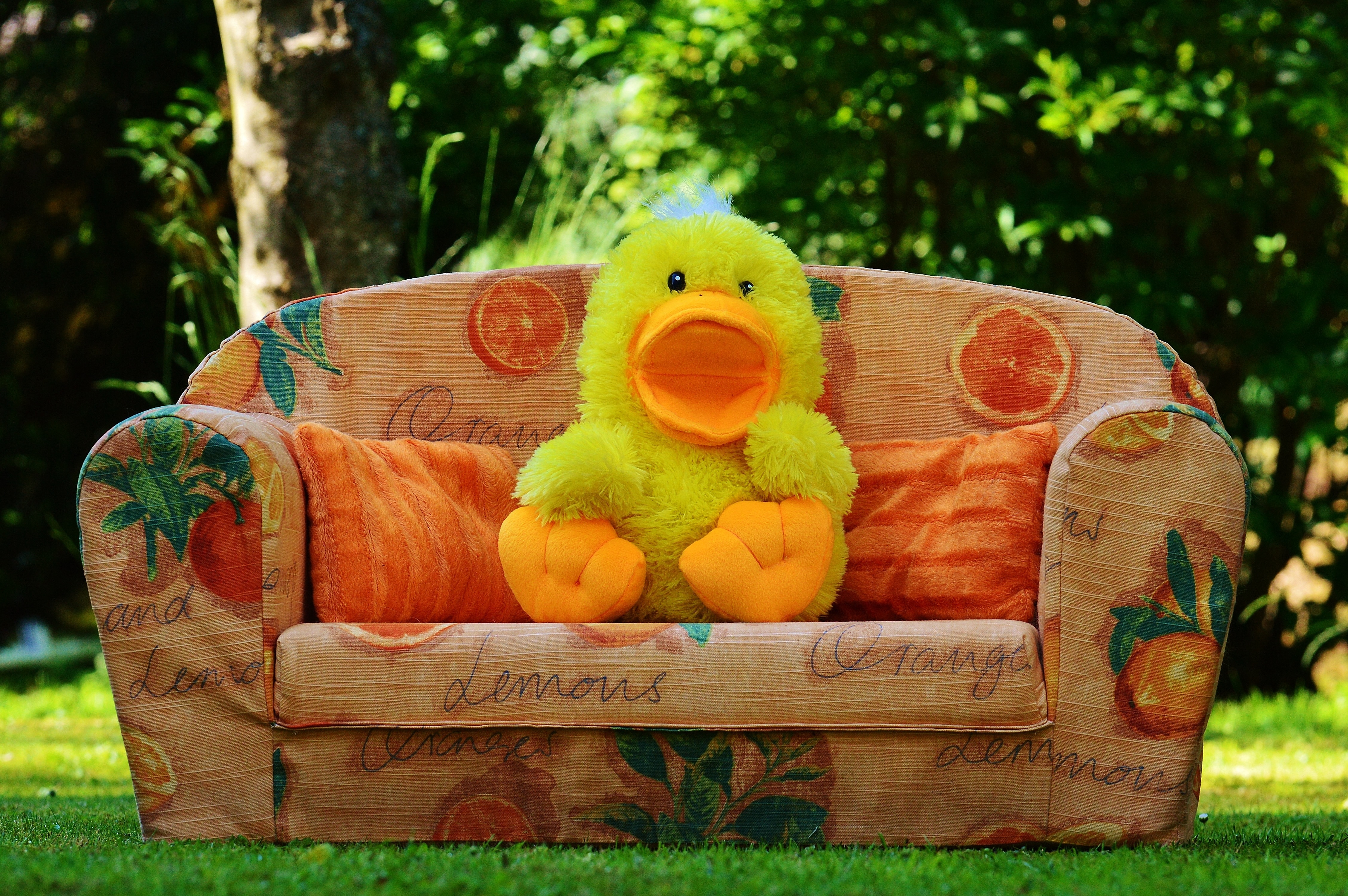 yellow and orange duck plush toy