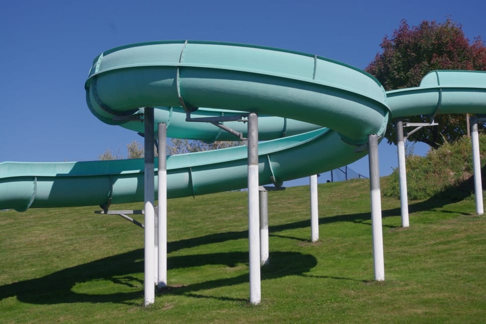 Water Slide, Slide, Amusement, Water, green color, swimming pool preview