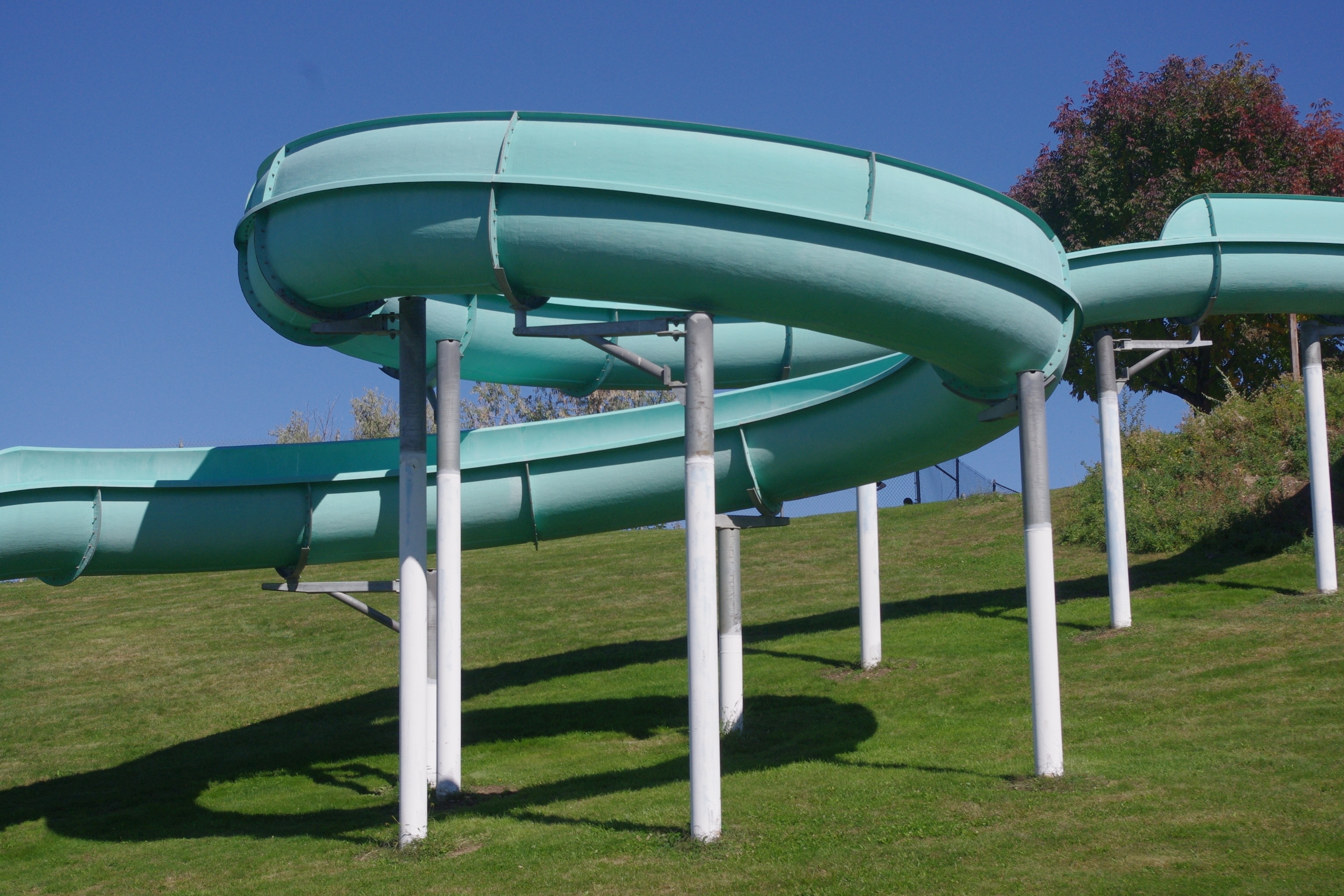 Water Slide, Slide, Amusement, Water, green color, swimming pool