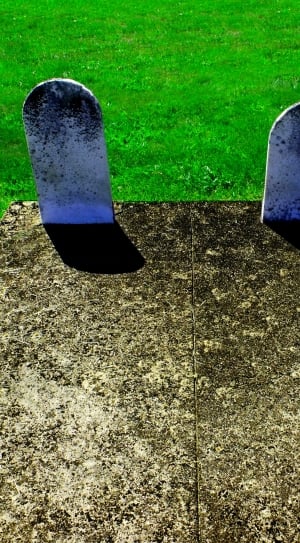 two tombstones near grass thumbnail
