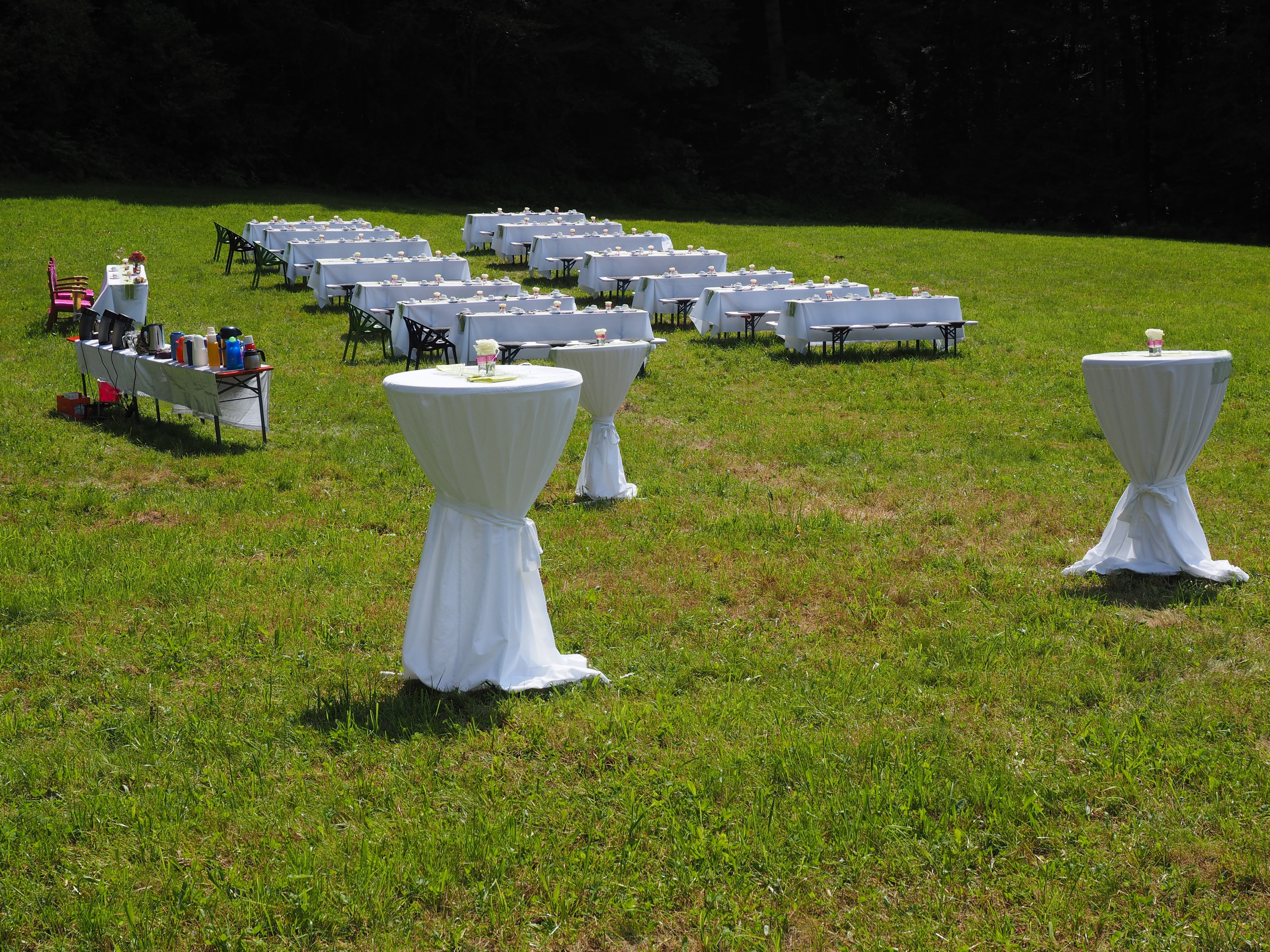 white wedding wine tables