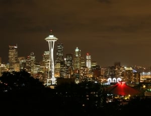 City Skyline, Downtown, Seattle, illuminated, night thumbnail