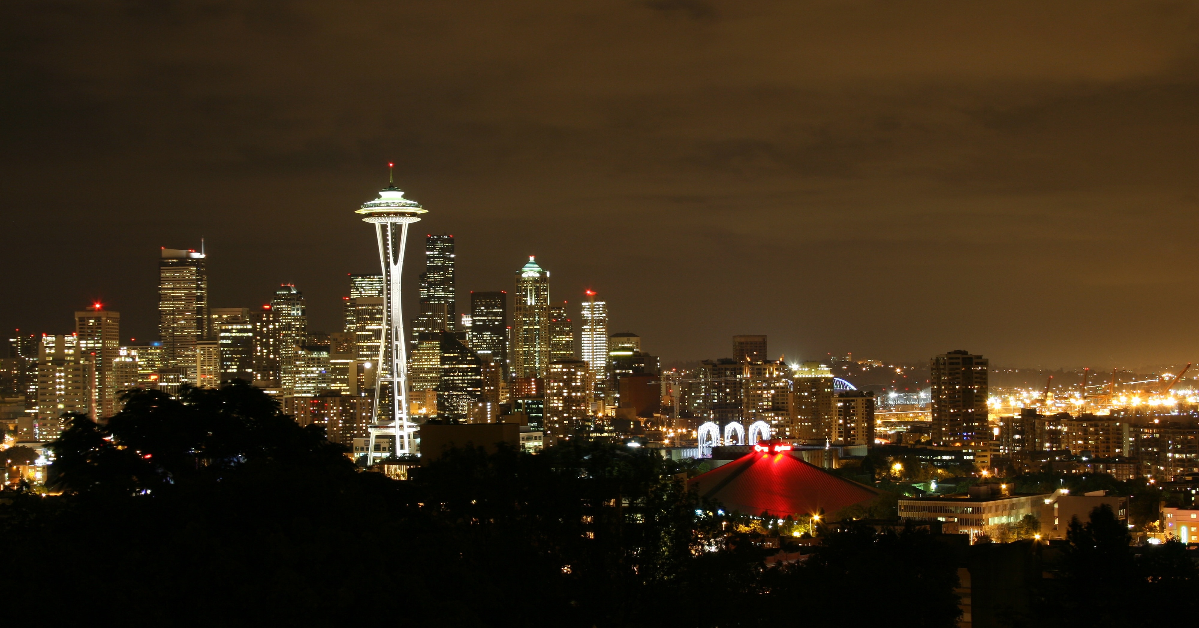 City Skyline, Downtown, Seattle, illuminated, night