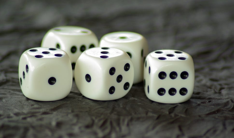 four white and black dice preview