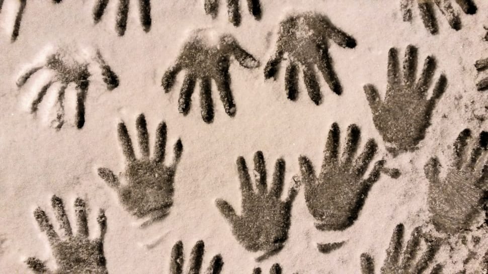 Season, Children, Snow, Hands, Winter, snow, black color preview