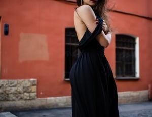 women's black sleeveless dress thumbnail