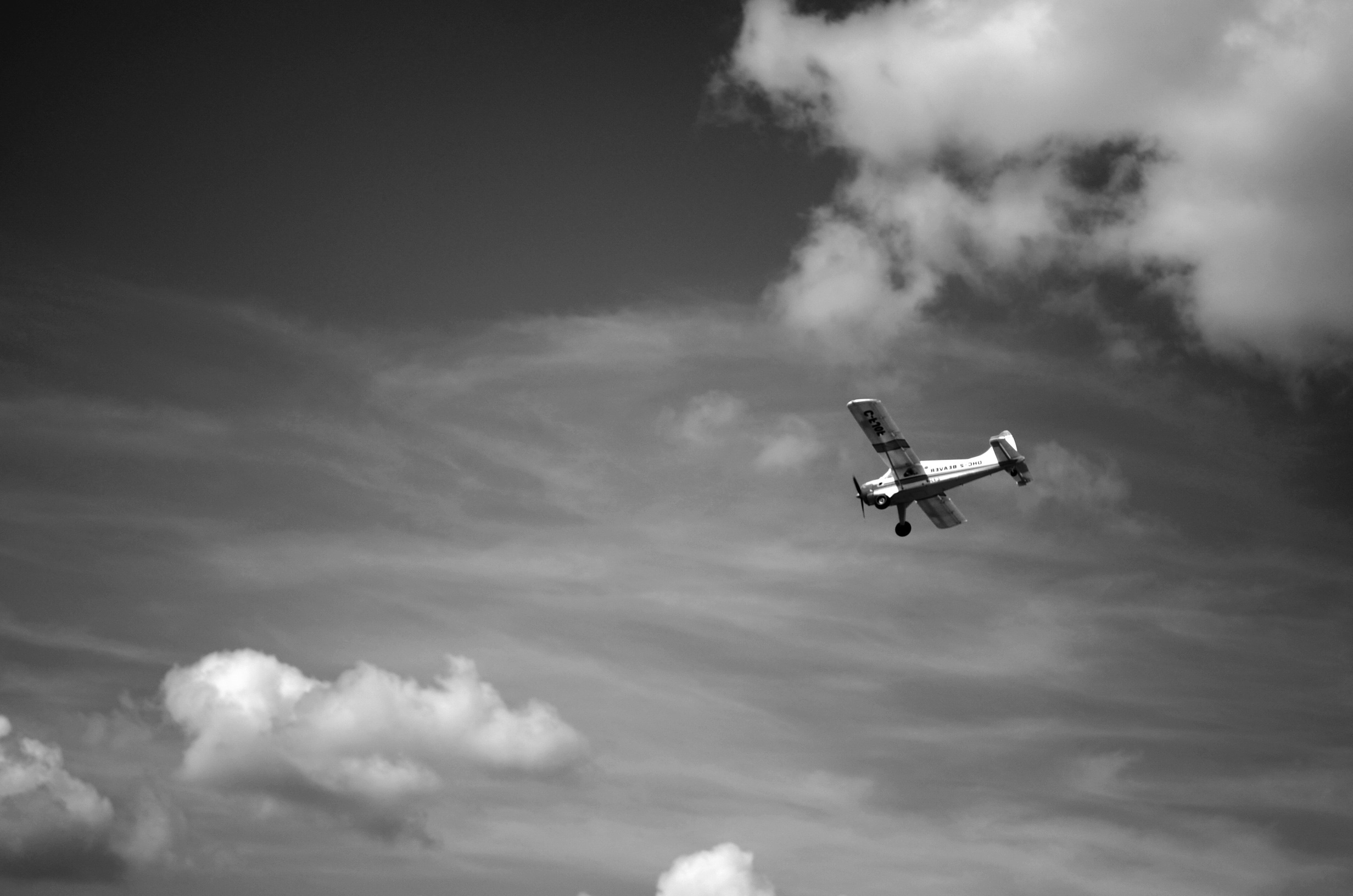 greyscale photo of plane