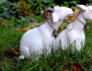 2 goats ceramic statuettes thumbnail