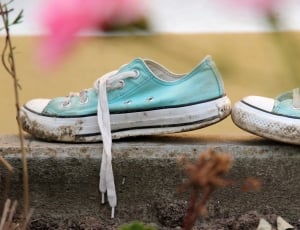 turquoise and white converse low top sneakers thumbnail