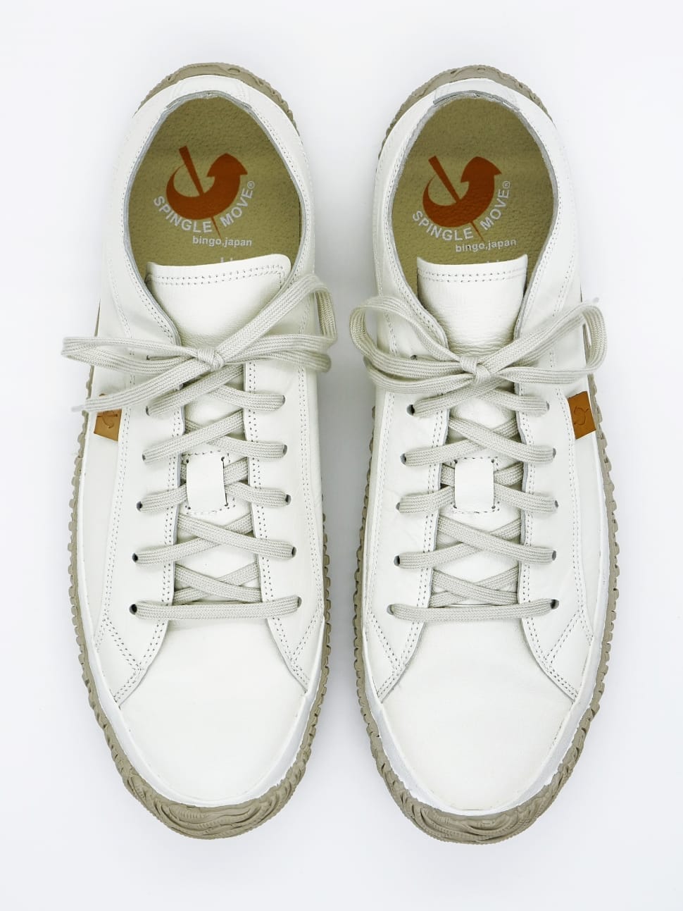 pair of white and gray spingle move leather shoes preview