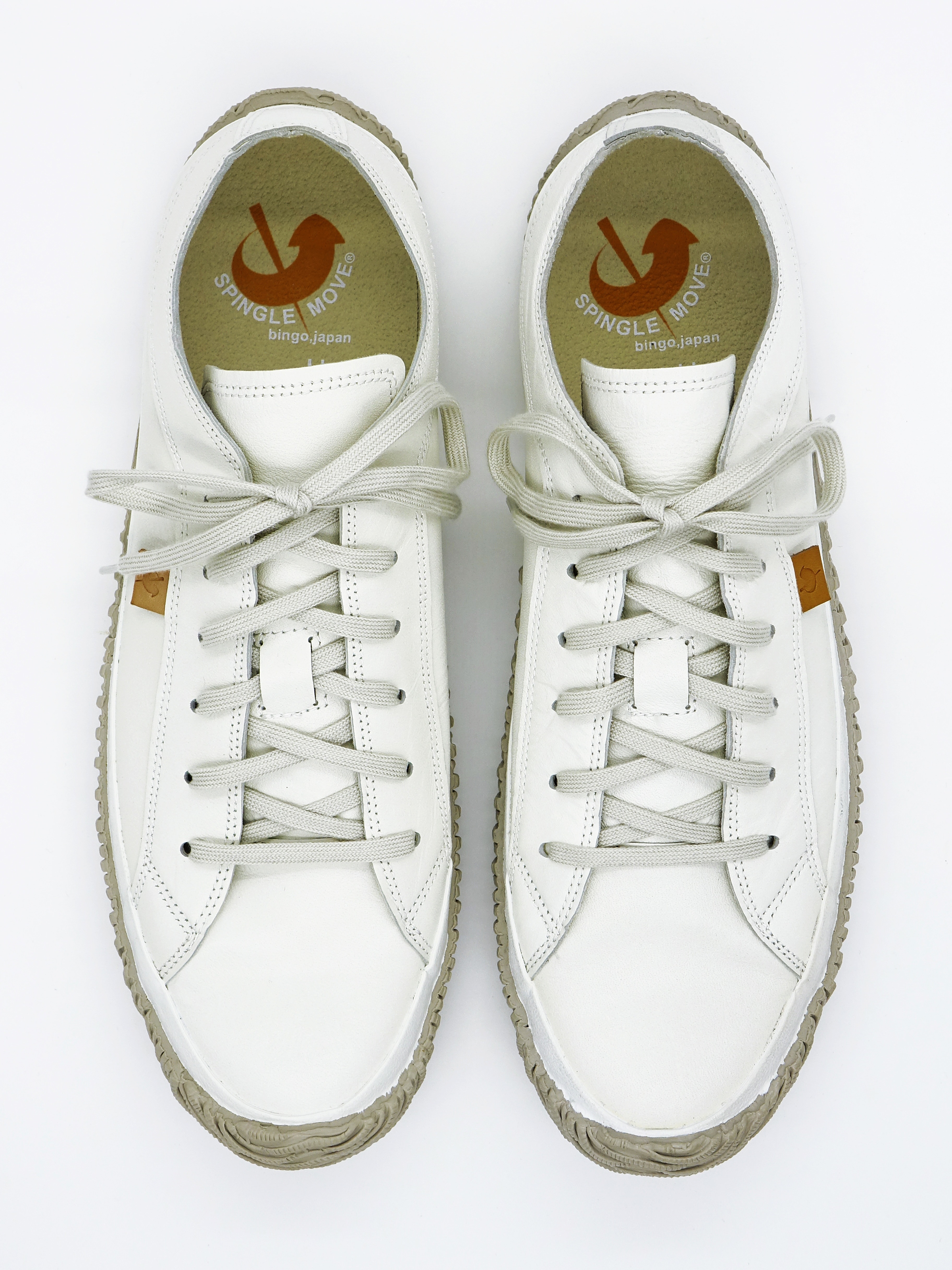 pair of white and gray spingle move leather shoes