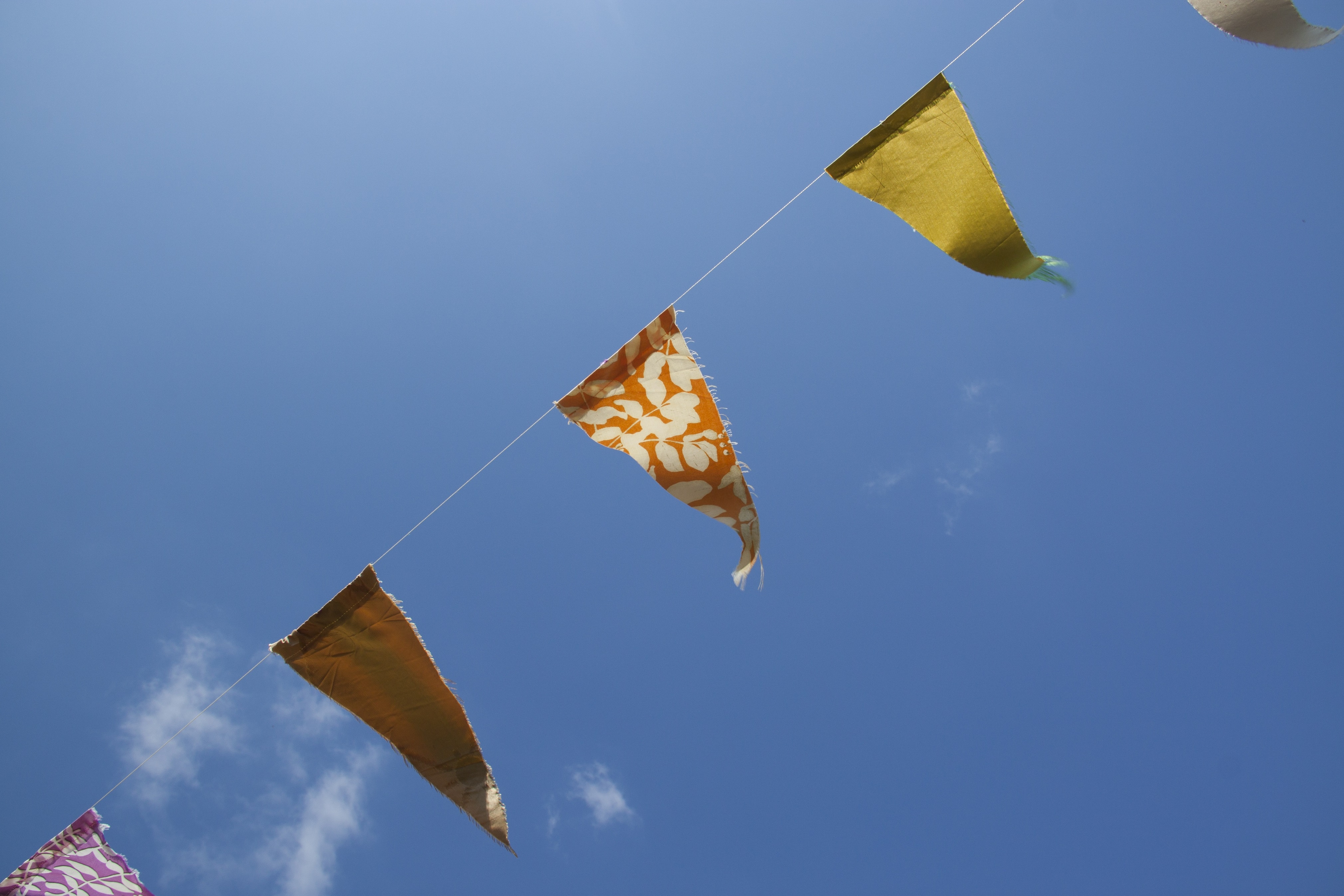 orange and white pennant flags
