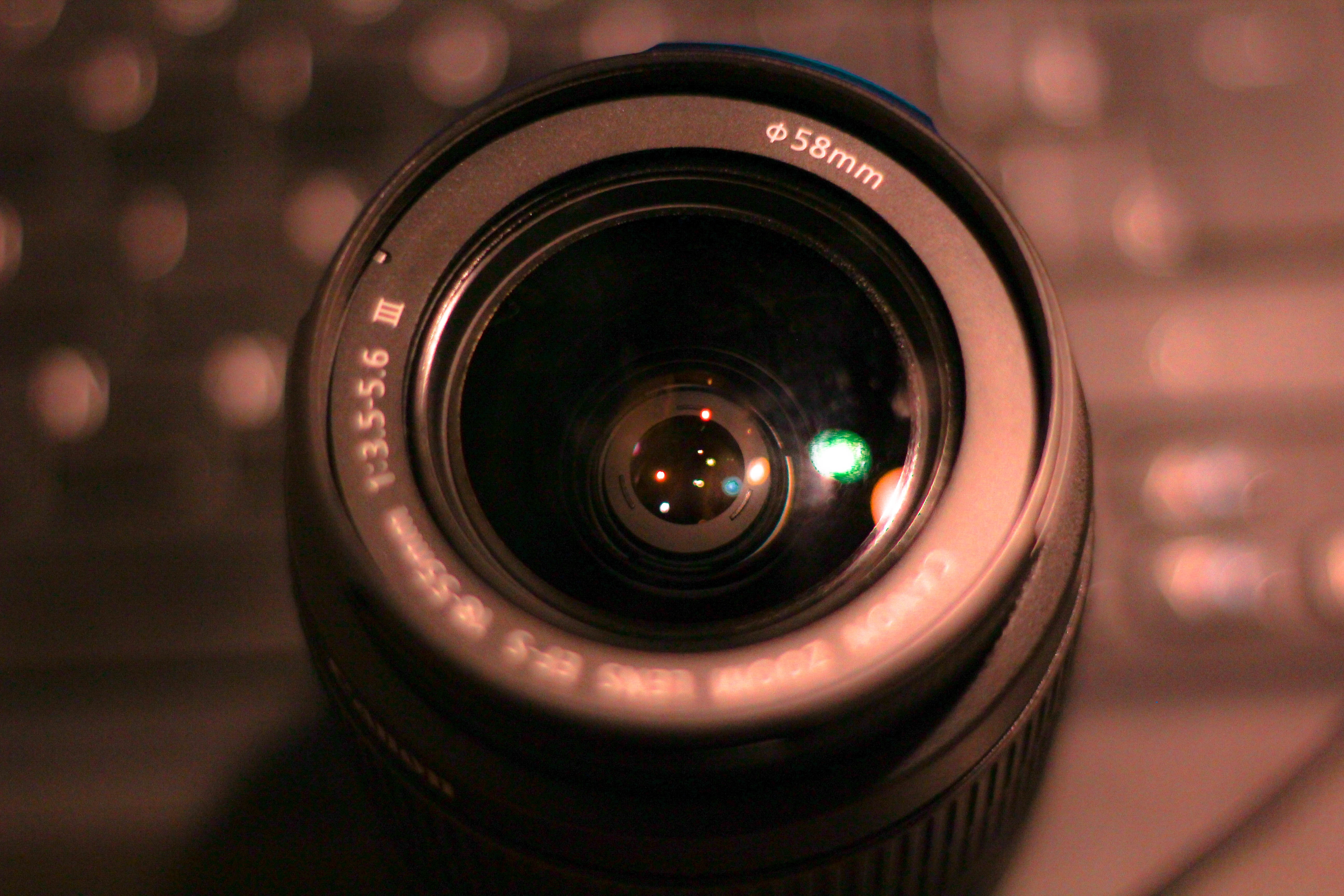 black 58mm prime canon lens